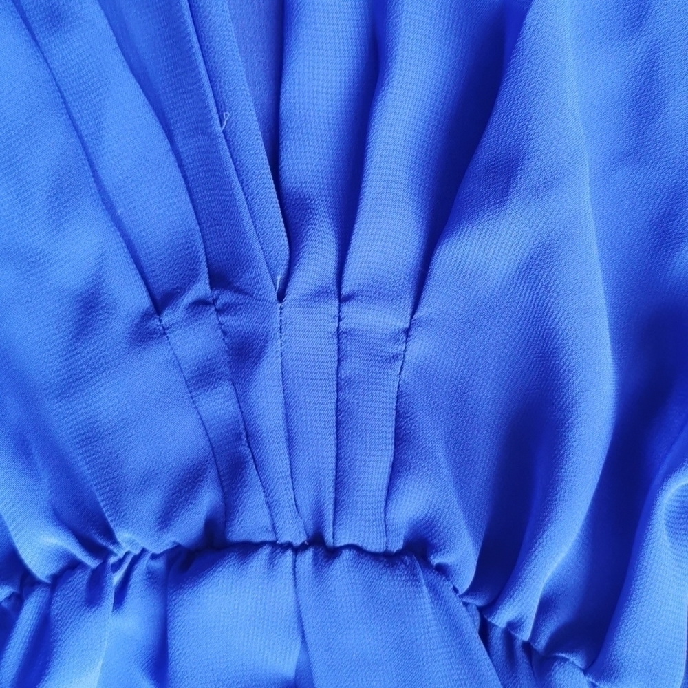 BISOU Bisou Pleated Sheer Blue Dress Swim Cover Large - Picture 6 of 7